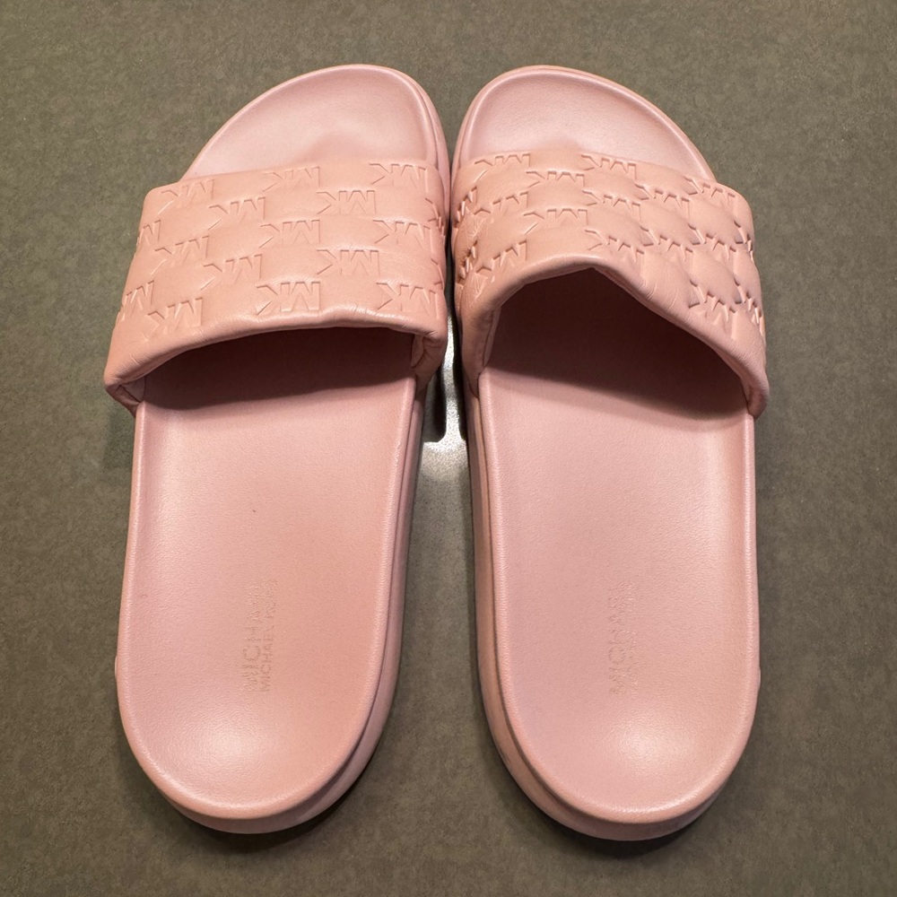 Michael Kors Blush Embossed Slide Sandals women’s cute sandals were once